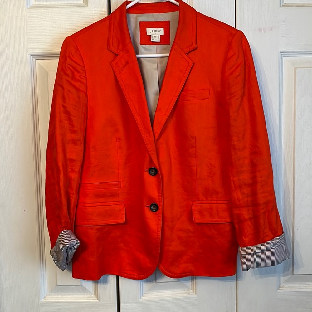 J.Crew orange linen size 10 blazer